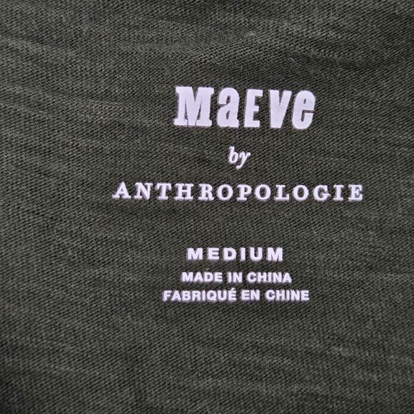 Maeve Ruched Long Sleeve Top Womens Size Medium Drab Olive Green Fall Boho Work - Picture 5 of 9